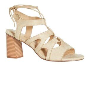 City Chic Womens Heel Strap Lacey Size 11-11.5 42 NWB Nude Beige Strappy Sandals